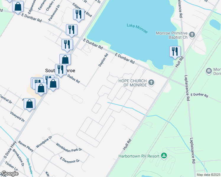 map of restaurants, bars, coffee shops, grocery stores, and more near 566 Pine Cone Trail in Monroe
