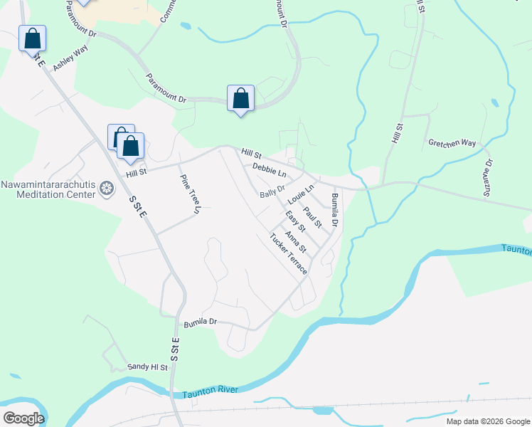 map of restaurants, bars, coffee shops, grocery stores, and more near 24 Amber Way in Raynham