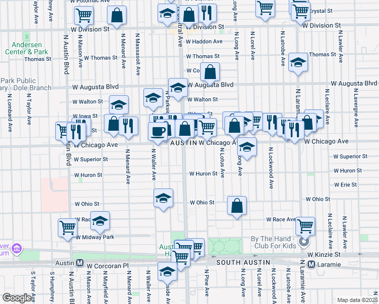 map of restaurants, bars, coffee shops, grocery stores, and more near in Chicago