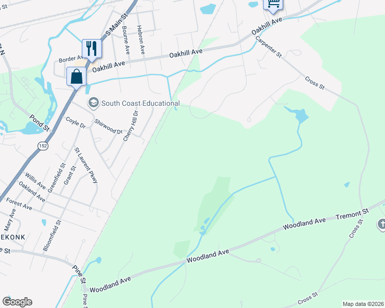 map of restaurants, bars, coffee shops, grocery stores, and more near 144 Burnside Avenue in Seekonk