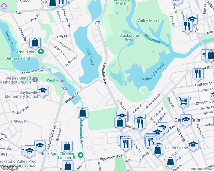 map of restaurants, bars, coffee shops, grocery stores, and more near 1165 Lonsdale Avenue in Lincoln