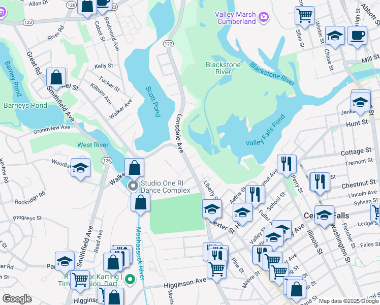 map of restaurants, bars, coffee shops, grocery stores, and more near 1165 Lonsdale Avenue in Lincoln