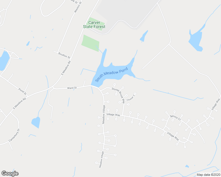 map of restaurants, bars, coffee shops, grocery stores, and more near 28-8 South Meadow Village in Carver