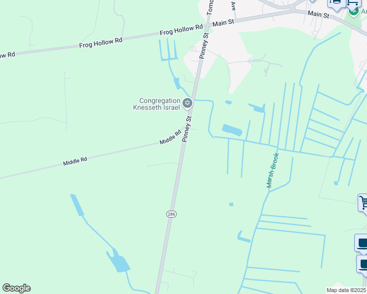 map of restaurants, bars, coffee shops, grocery stores, and more near 218 Pinney Street in Ellington