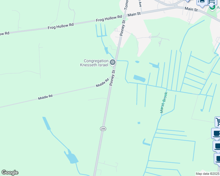 map of restaurants, bars, coffee shops, grocery stores, and more near 218 Pinney Street in Ellington