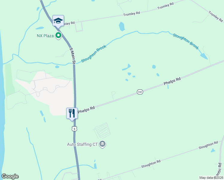 map of restaurants, bars, coffee shops, grocery stores, and more near 7 South Road in East Windsor