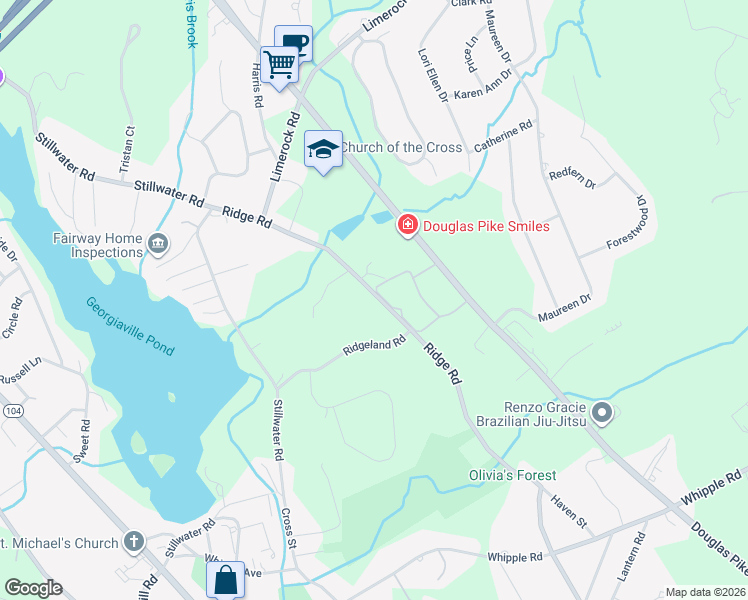 map of restaurants, bars, coffee shops, grocery stores, and more near 49 Ridge Road in Smithfield