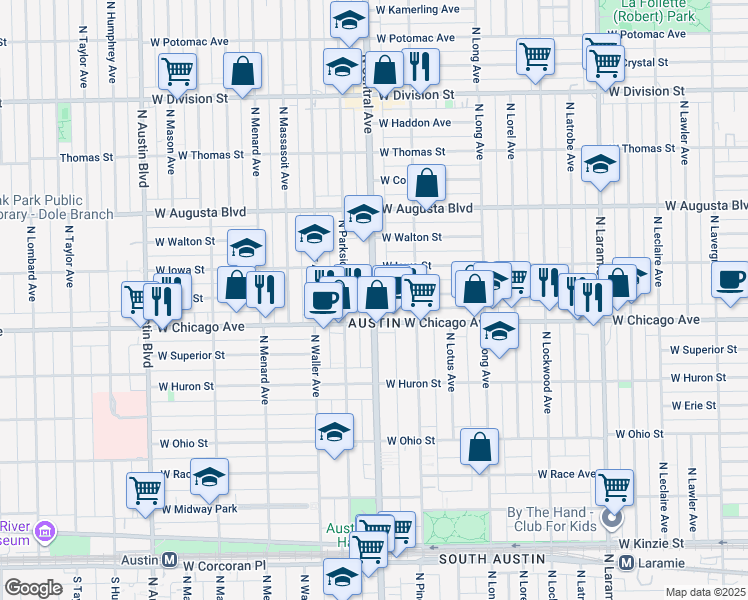 map of restaurants, bars, coffee shops, grocery stores, and more near in Chicago