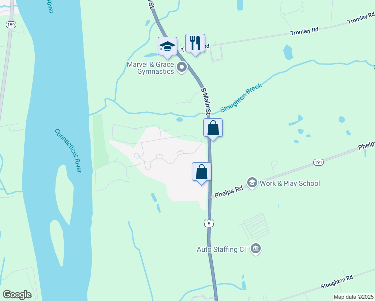 map of restaurants, bars, coffee shops, grocery stores, and more near 905 Meadowview Drive in East Windsor
