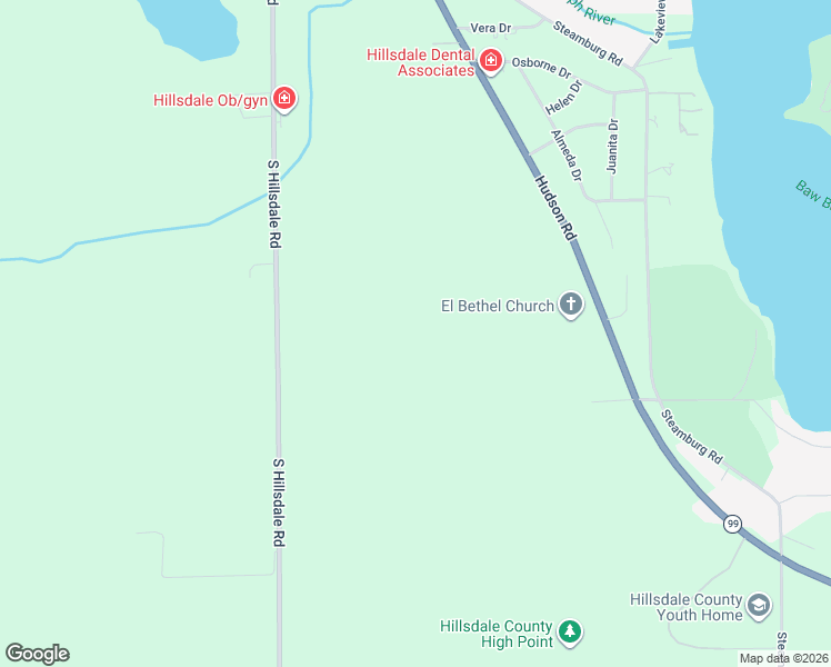 map of restaurants, bars, coffee shops, grocery stores, and more near 2041 South Hillsdale Road in Hillsdale