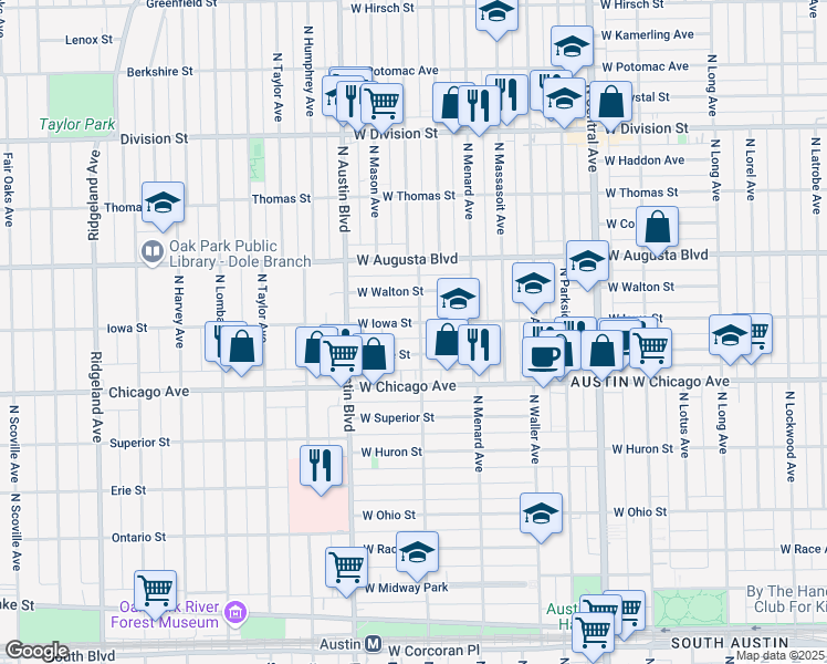map of restaurants, bars, coffee shops, grocery stores, and more near 856 North Mayfield Avenue in Chicago
