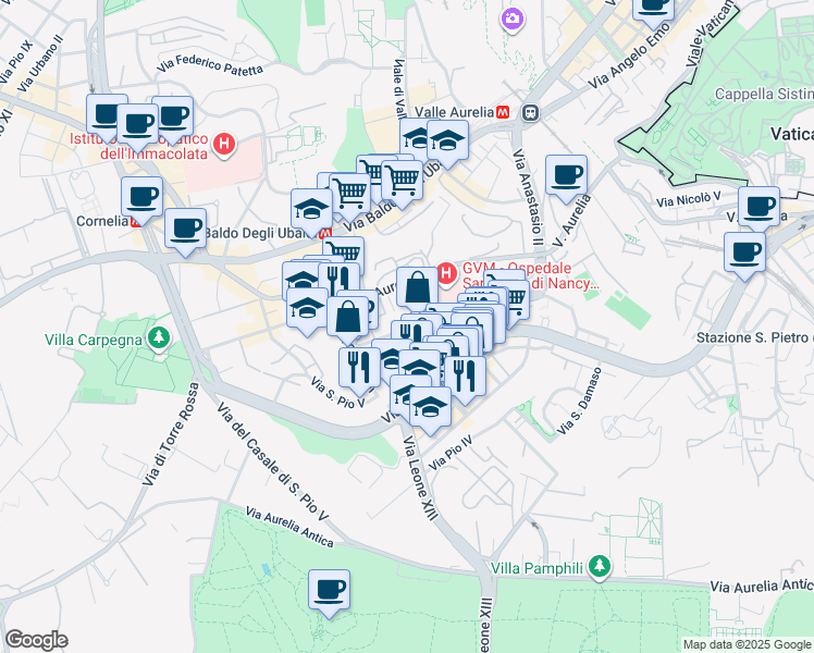 map of restaurants, bars, coffee shops, grocery stores, and more near in Aurelio