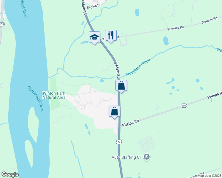 map of restaurants, bars, coffee shops, grocery stores, and more near 4 Winton Road in East Windsor