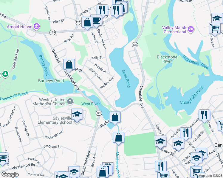 map of restaurants, bars, coffee shops, grocery stores, and more near 17 Sayles Avenue in Lincoln