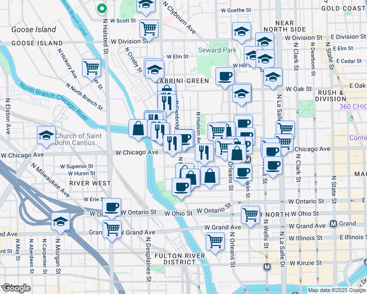 map of restaurants, bars, coffee shops, grocery stores, and more near in 