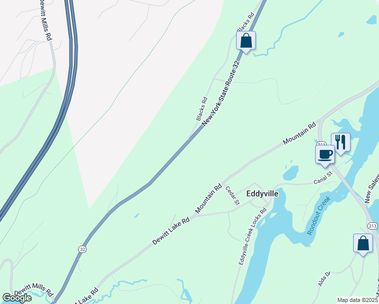 map of restaurants, bars, coffee shops, grocery stores, and more near 2920 State Highway 32 in Kingston