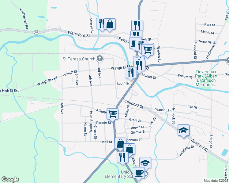 map of restaurants, bars, coffee shops, grocery stores, and more near 46 2nd Avenue in Union City