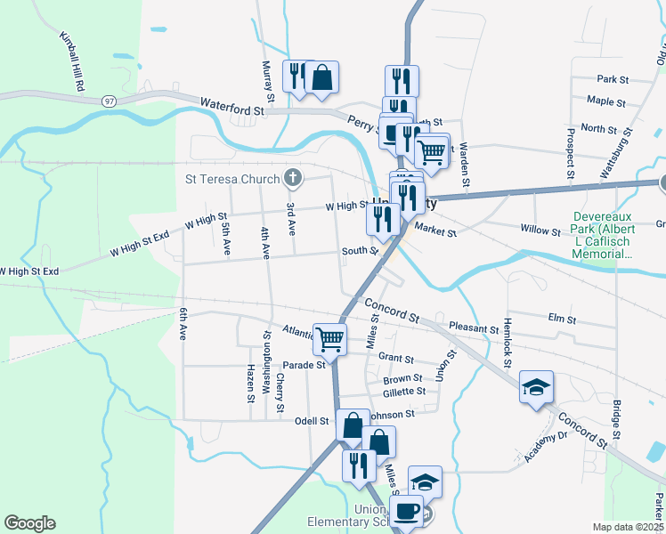 map of restaurants, bars, coffee shops, grocery stores, and more near 46 2nd Avenue in Union City