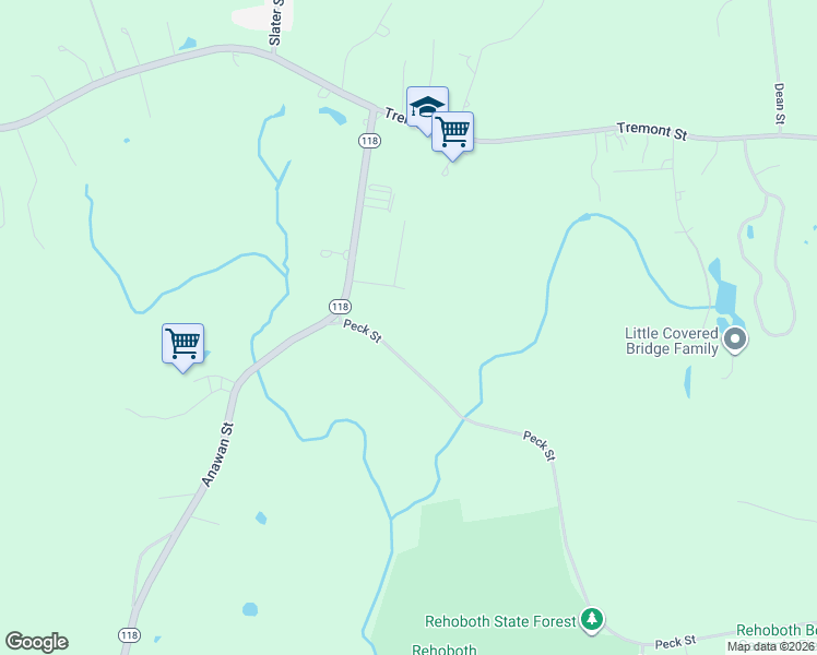 map of restaurants, bars, coffee shops, grocery stores, and more near 9 Peck Street in Rehoboth