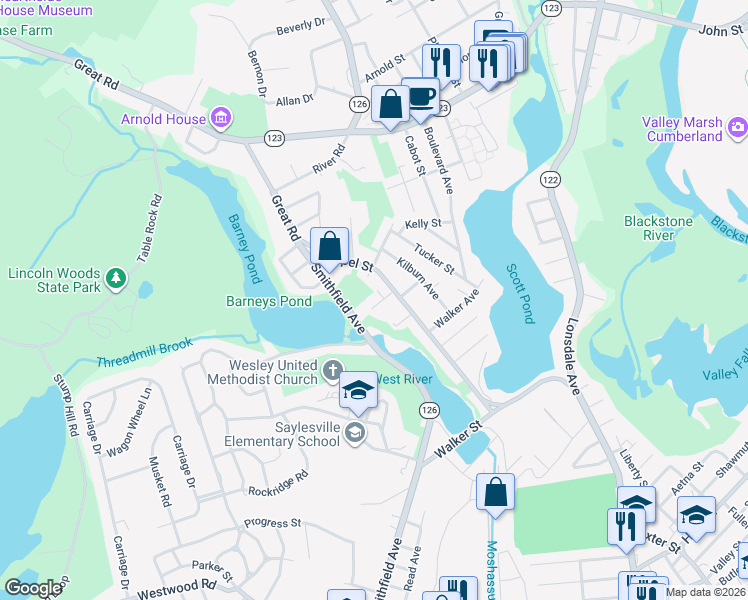 map of restaurants, bars, coffee shops, grocery stores, and more near 11 Memorial Avenue in Lincoln