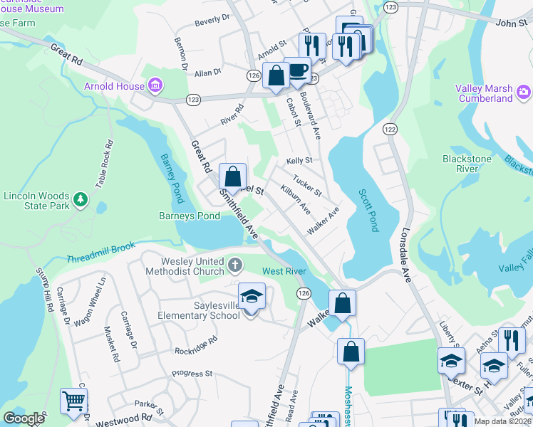 map of restaurants, bars, coffee shops, grocery stores, and more near 11 Memorial Avenue in Lincoln