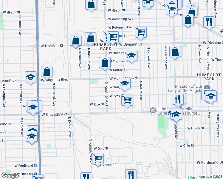 map of restaurants, bars, coffee shops, grocery stores, and more near 4332 West Walton Street in Chicago