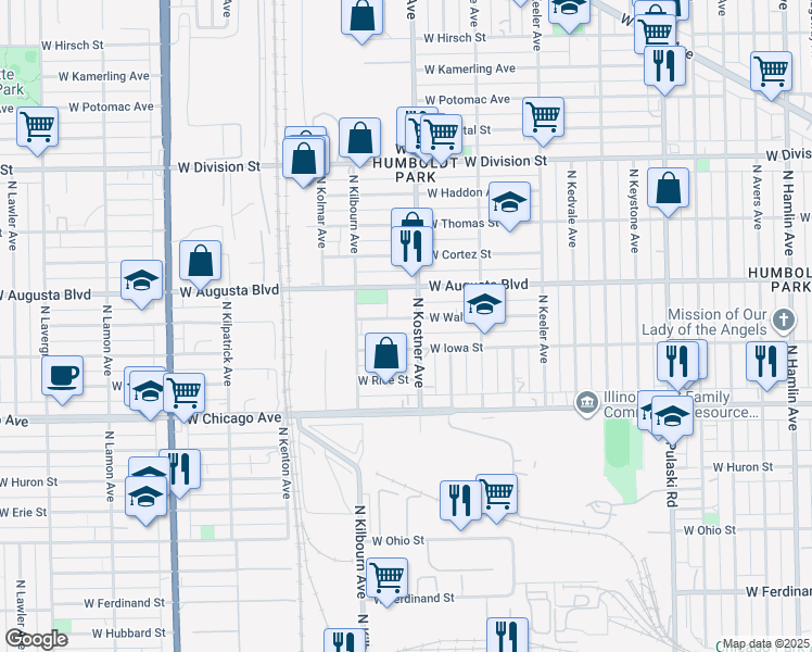 map of restaurants, bars, coffee shops, grocery stores, and more near 4416 West Walton Street in Chicago