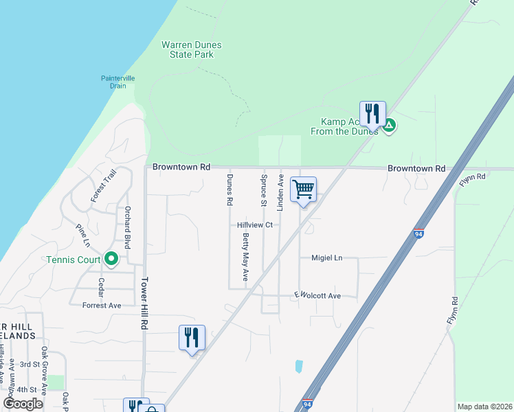 map of restaurants, bars, coffee shops, grocery stores, and more near 12204 Spruce Street in Shorewood-Tower Hills-Harbert