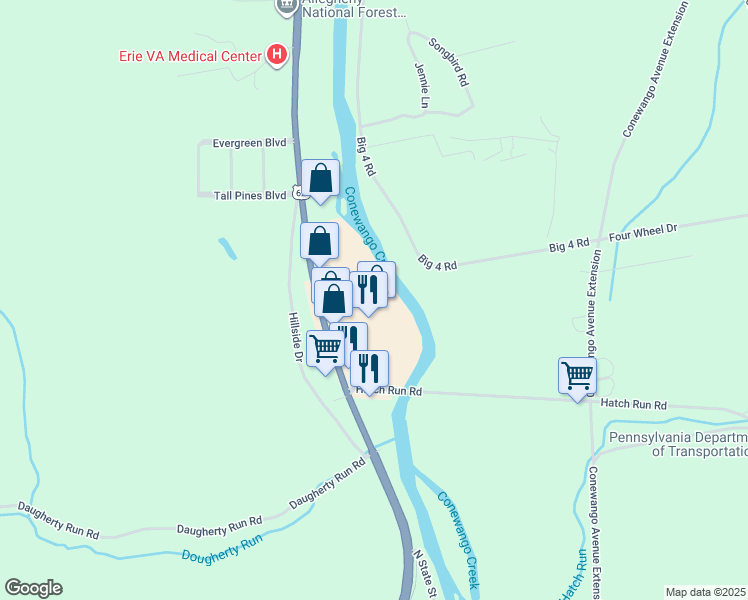 map of restaurants, bars, coffee shops, grocery stores, and more near 1666 Market Street in Warren