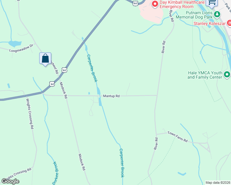 map of restaurants, bars, coffee shops, grocery stores, and more near 59 Mantup Road in Putnam