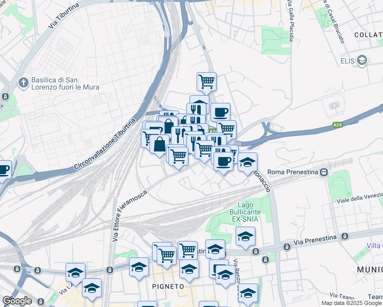 map of restaurants, bars, coffee shops, grocery stores, and more near 15 Via Morozzo della Rocca in Rome