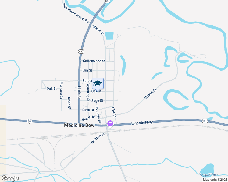 map of restaurants, bars, coffee shops, grocery stores, and more near 500 Pine Street in Medicine Bow