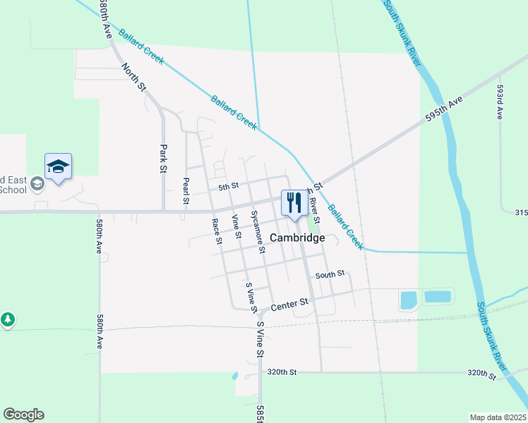 map of restaurants, bars, coffee shops, grocery stores, and more near 312 South Sycamore Street in Cambridge