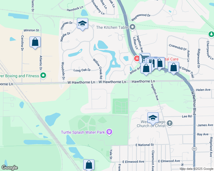 map of restaurants, bars, coffee shops, grocery stores, and more near 154 West Hawthorne Lane in West Chicago