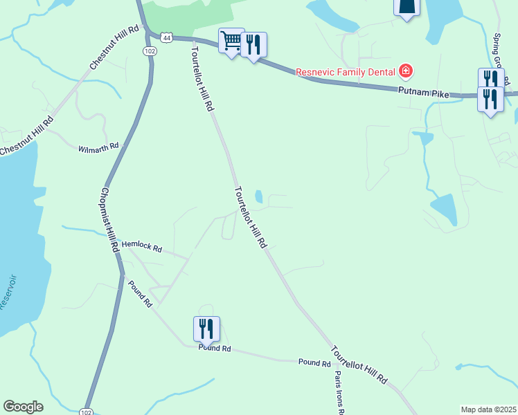 map of restaurants, bars, coffee shops, grocery stores, and more near 84 Diamond Hill Road in Glocester
