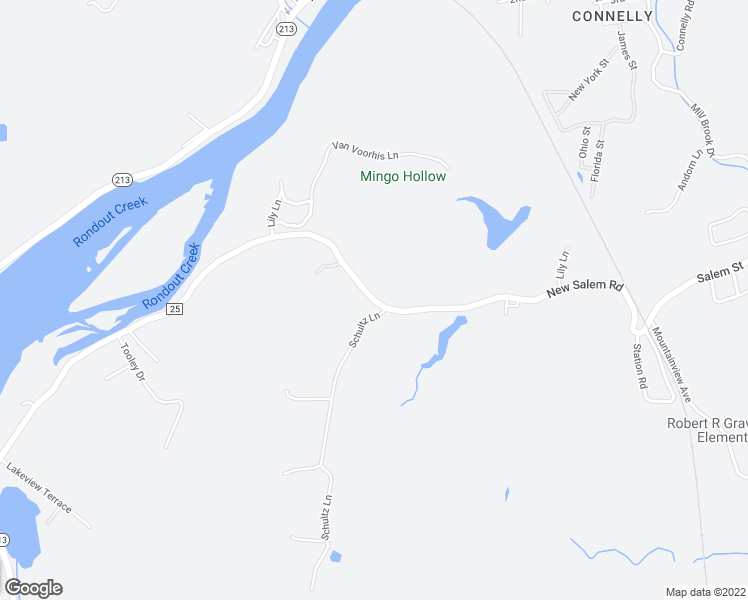 map of restaurants, bars, coffee shops, grocery stores, and more near New Salem Road in Ulster County