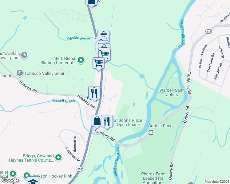 map of restaurants, bars, coffee shops, grocery stores, and more near 68 Simsbury Landing in Simsbury