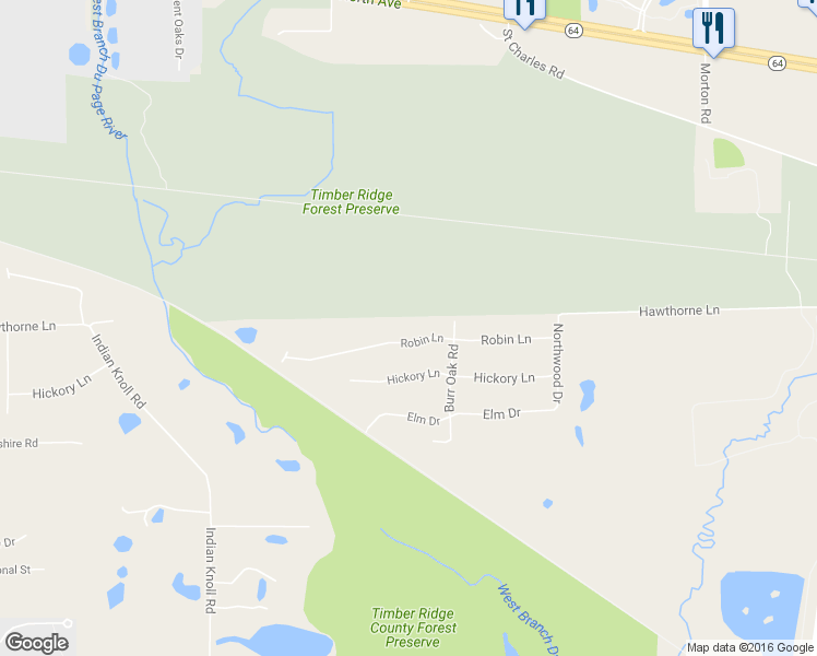 map of restaurants, bars, coffee shops, grocery stores, and more near 28W070 Robin Lane in DuPage County