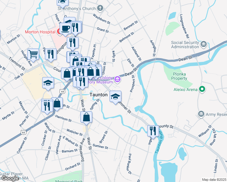 map of restaurants, bars, coffee shops, grocery stores, and more near 79 Church Green in Taunton