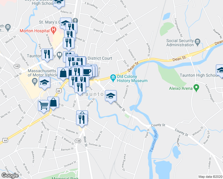 map of restaurants, bars, coffee shops, grocery stores, and more near 79 Church Green in Taunton