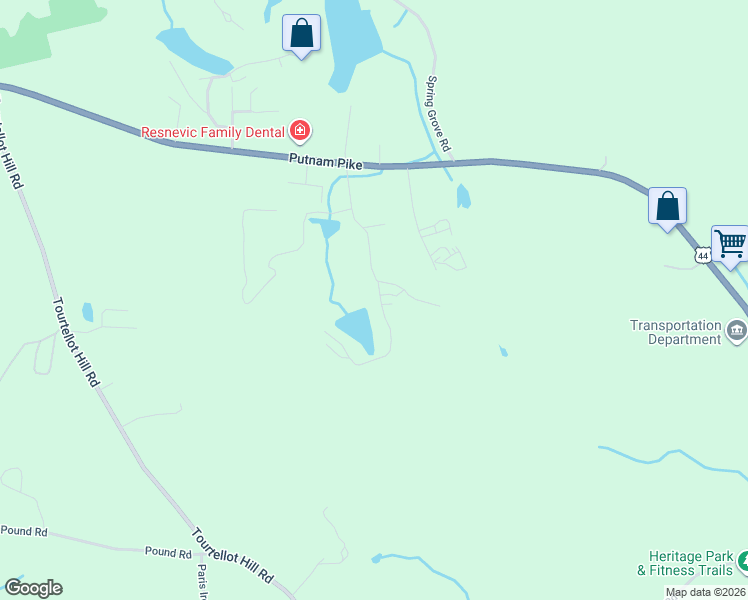 map of restaurants, bars, coffee shops, grocery stores, and more near 55 Blackinton Drive in Glocester