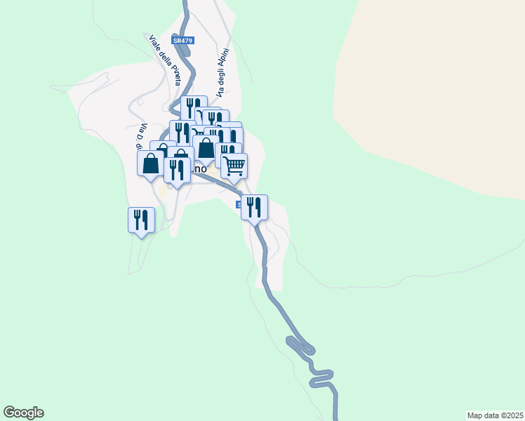 map of restaurants, bars, coffee shops, grocery stores, and more near 60 Viale dei Caduti in Scanno