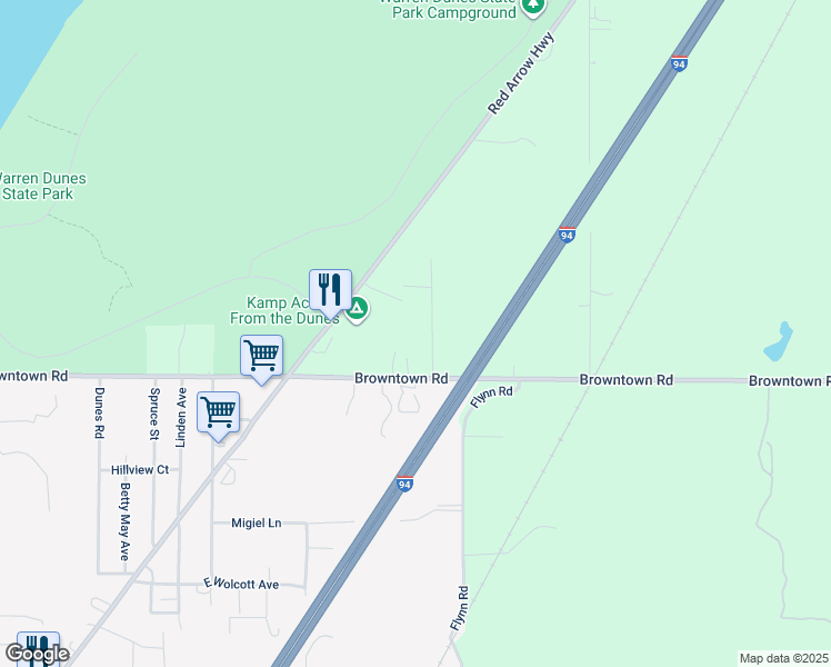 map of restaurants, bars, coffee shops, grocery stores, and more near 12028 Maple Street in Sawyer
