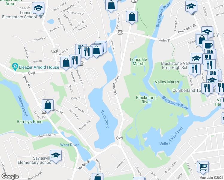 map of restaurants, bars, coffee shops, grocery stores, and more near 1374 Lonsdale Ave in Lincoln