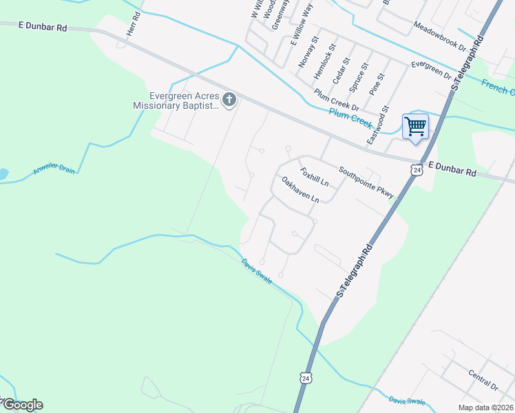 map of restaurants, bars, coffee shops, grocery stores, and more near 15273 Oak Knoll Drive in Monroe