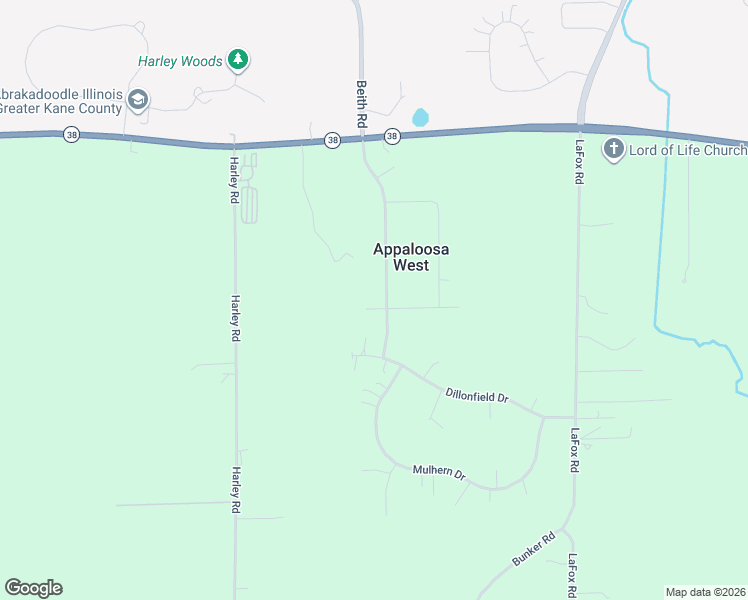 map of restaurants, bars, coffee shops, grocery stores, and more near 41W210 Mare Lane in Elburn
