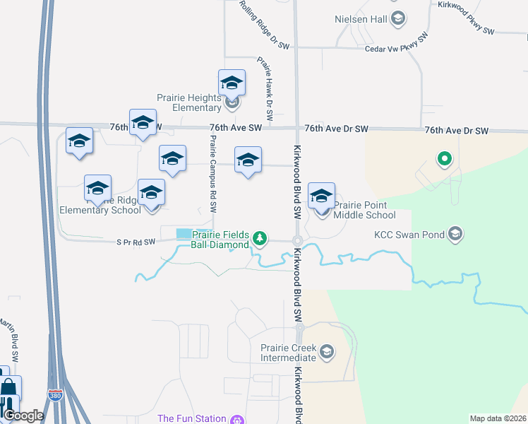 map of restaurants, bars, coffee shops, grocery stores, and more near 401 76th Avenue Southwest in Cedar Rapids