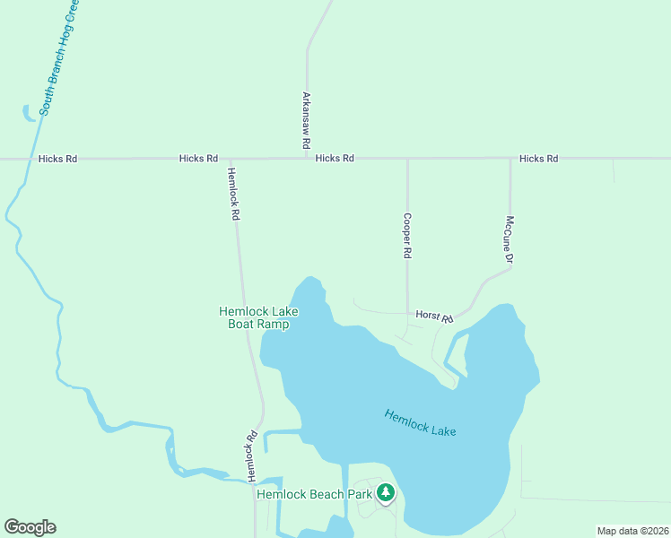 map of restaurants, bars, coffee shops, grocery stores, and more near 1725 Hemlock Road in Hillsdale County