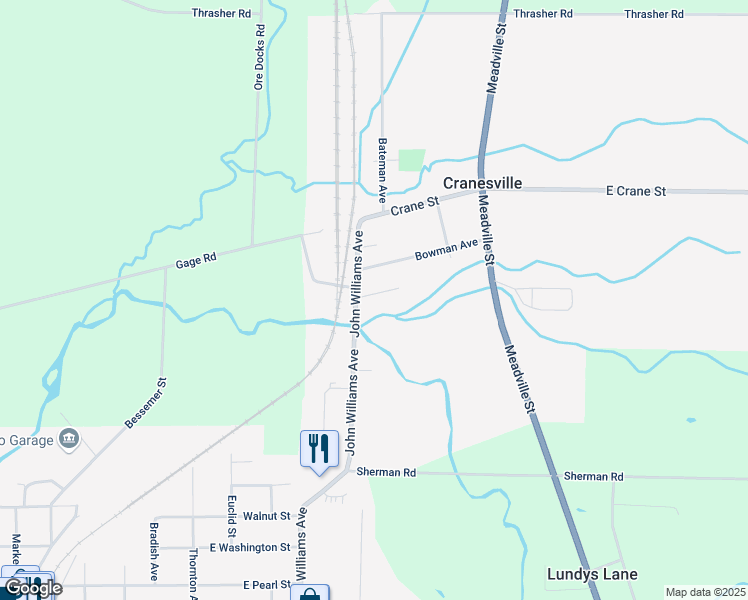 map of restaurants, bars, coffee shops, grocery stores, and more near 10095 John Williams Avenue in Cranesville