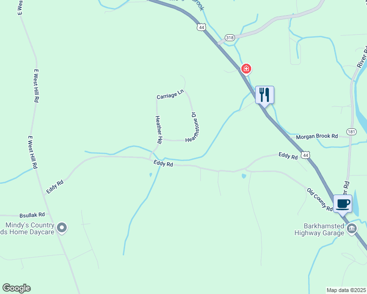 map of restaurants, bars, coffee shops, grocery stores, and more near 56 Eddy Road in Barkhamsted